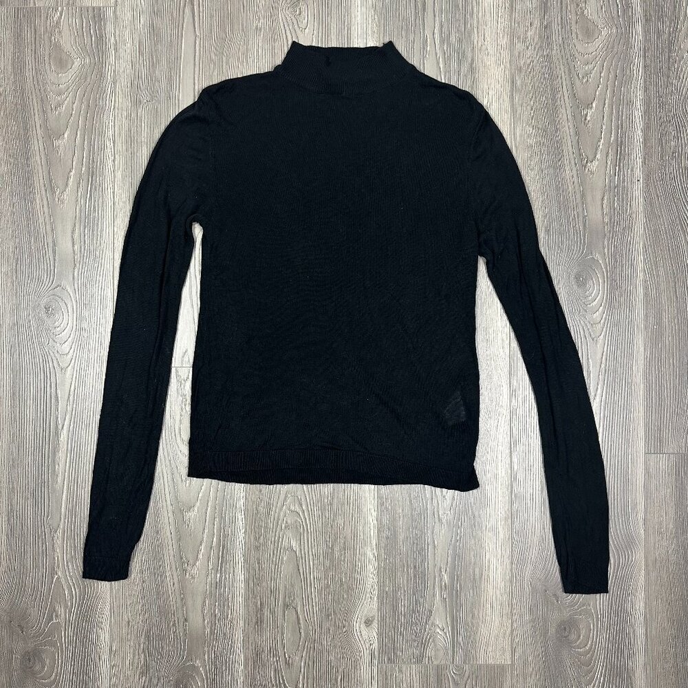 XLE Black Sheer‎ Turtleneck Lightweight Long Sleeve Sweater M